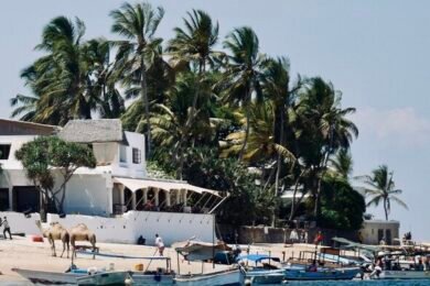 Lamu Island Kenya town camels boats East Africa