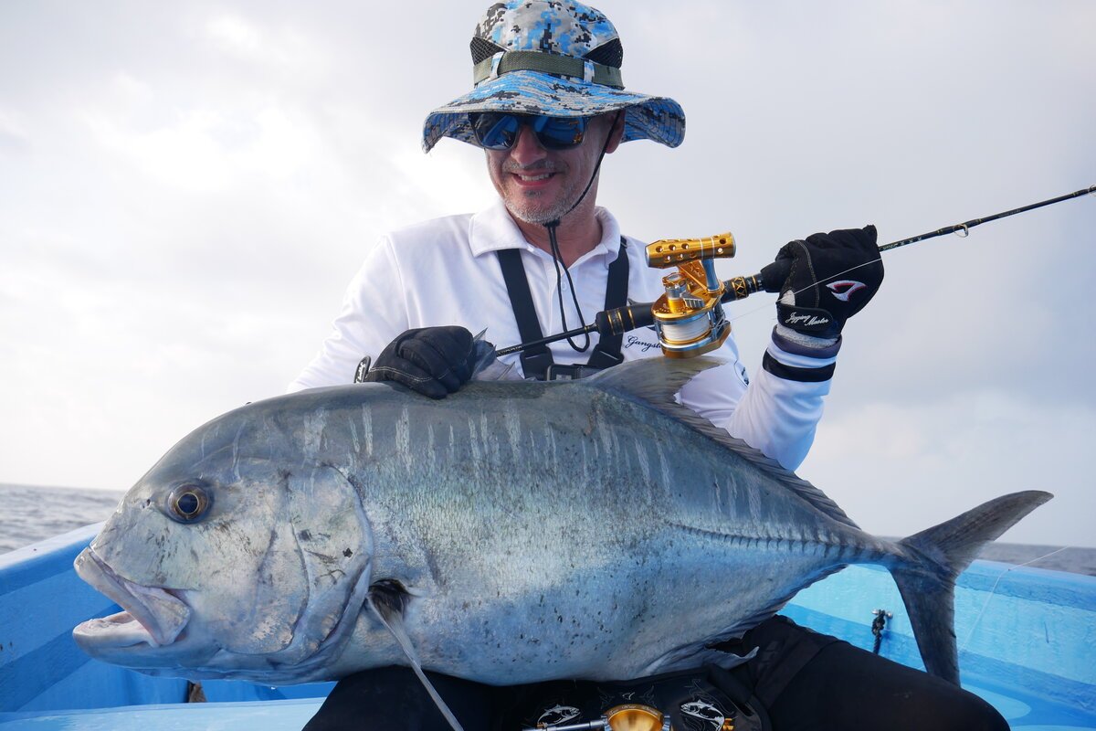 GT 50kg Giant Trevally Kenya Lamu Island popping Sparidae 2025